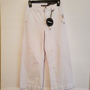 Dollhouse Boggy Denim Jeans Wide Leg White Color High Rise 3/4.